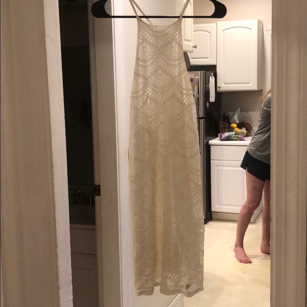 Lace white high neck BP dress